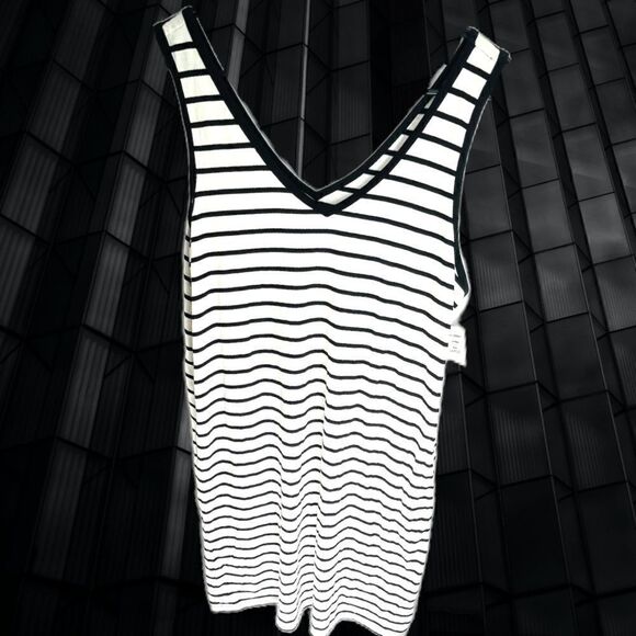 Nwt Joe Fresh Black White Striped Dress Tunic Size Large - Picture 1 of 4